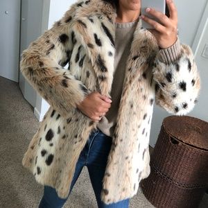Vintage Tissavel of France leopard faux fur coat